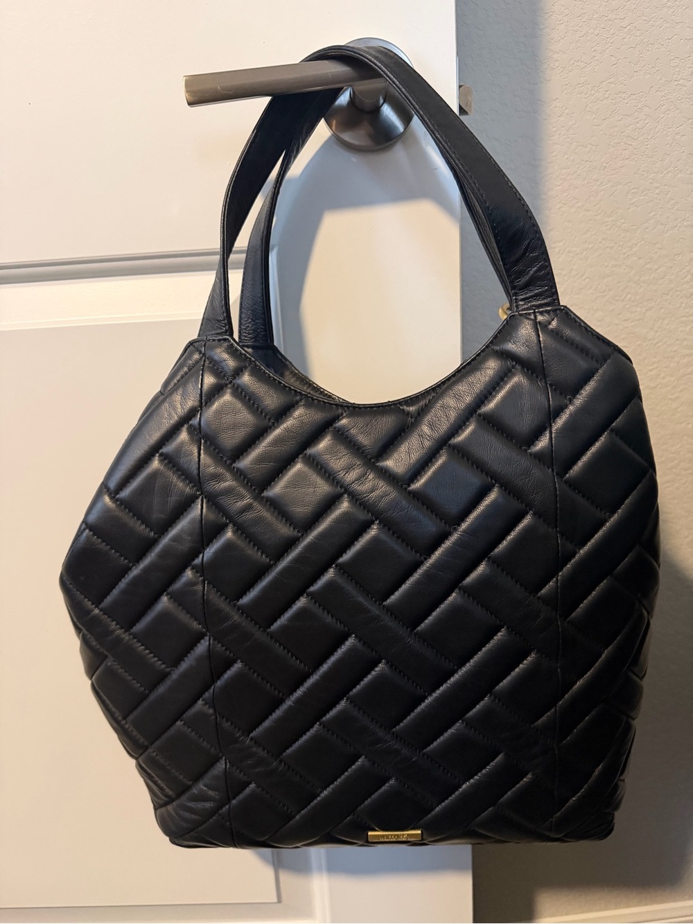 Vince Camuto Kisho Black Quilted Leather Shoulder Bag
